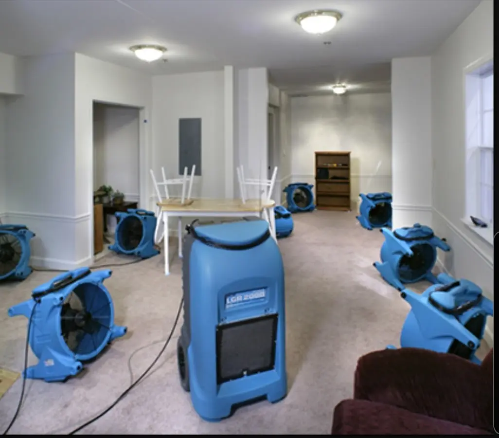 Air movers and dehumidifier setup for Water Extraction & Removal in Fort Smith
